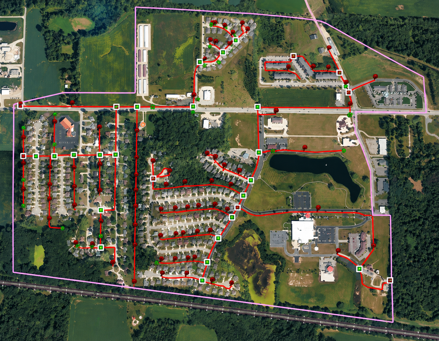 Pole and utility network engineering route map
