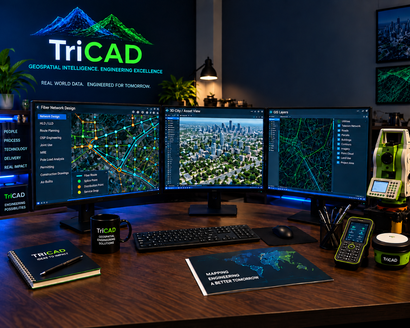 TriCAD geospatial workstation and mapping output