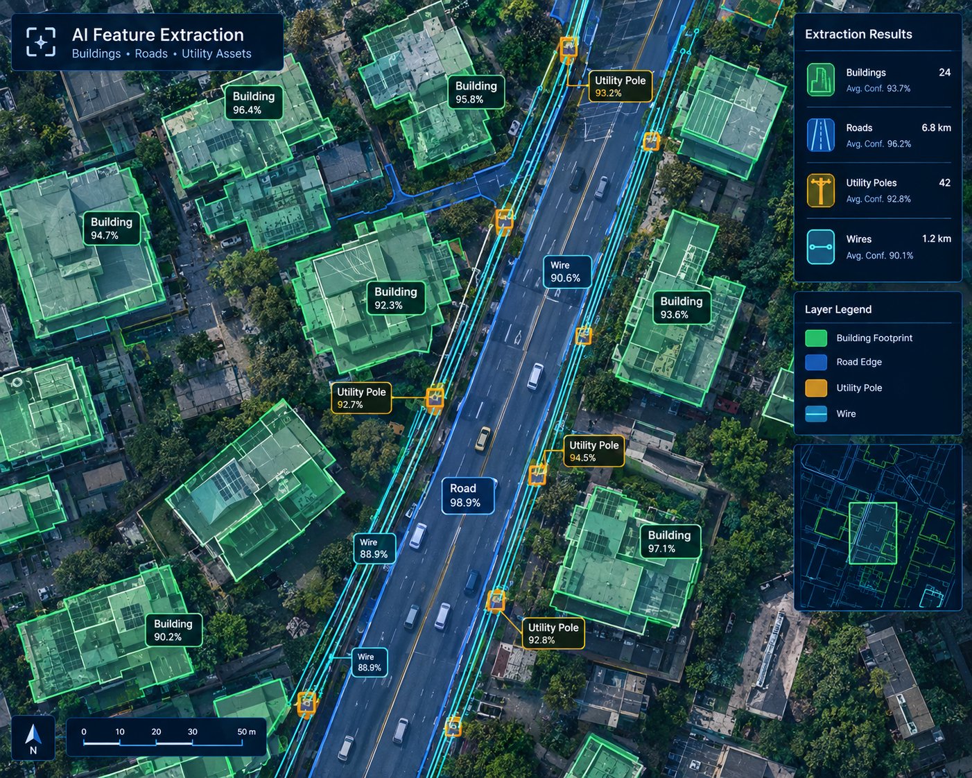 AI-assisted feature and asset extraction